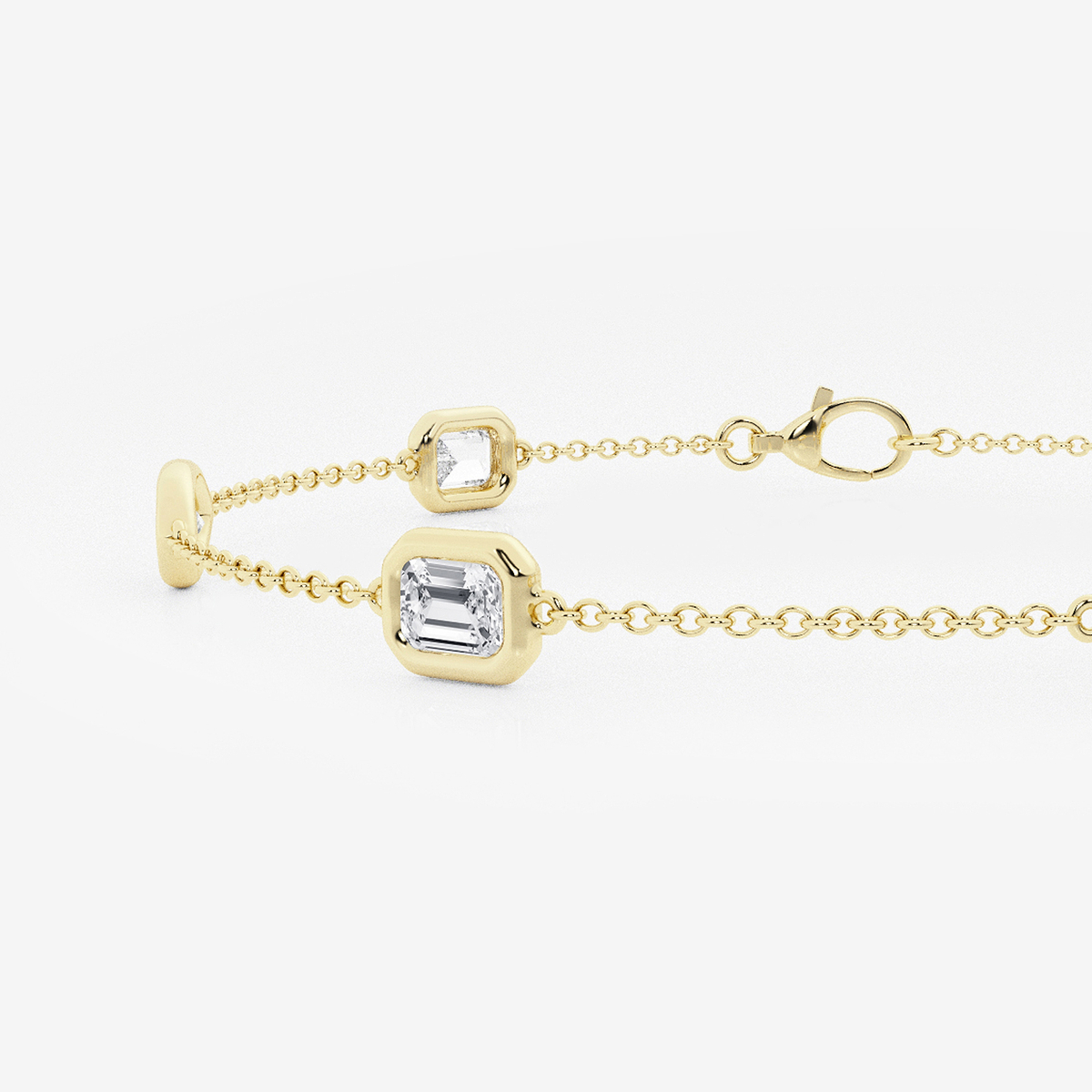 Additional Image 1 for  1 1/5 ctw Emerald & Marquise Lab Grown Diamond Station Chain Bracelet - 7 Inches